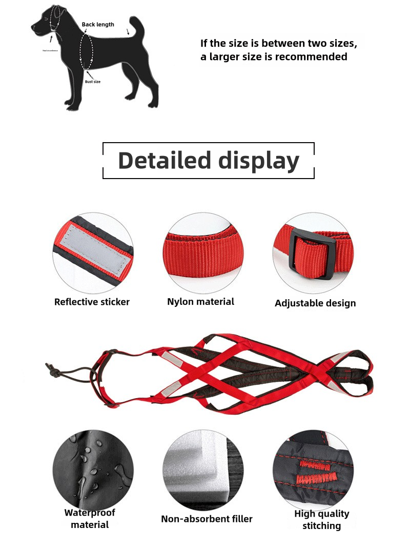 V.PET.BR Reflective Dog Sledding Harness - Heavy-Duty Nylon Chest Harness for Skiing, Pulling & Outdoor Activities (5 Sizes, Night Safety)