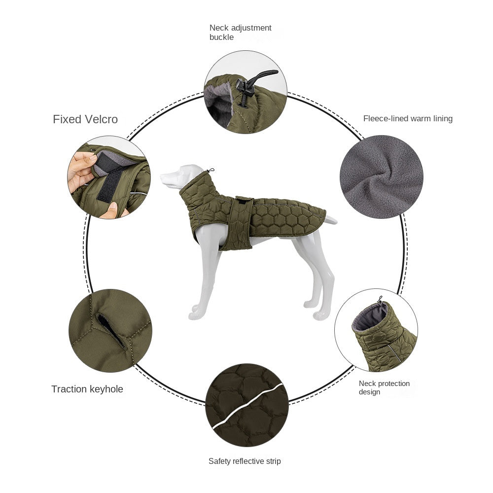 V.PET.BR Winter Reflective Dog Vest - Water-Resistant Thermal Coat for Large Dogs | All Weather Protection with Adjustable Straps (S-2XL)