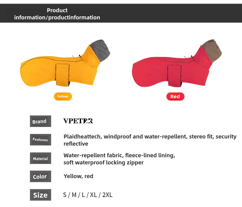 V·PET·B·R Waterproof Dog Winter Coat - Windproof Fleece-Lined Parka with High Neck for Small to Large Dogs (S-2XL) | All-Weather Thermal Cape Jacket