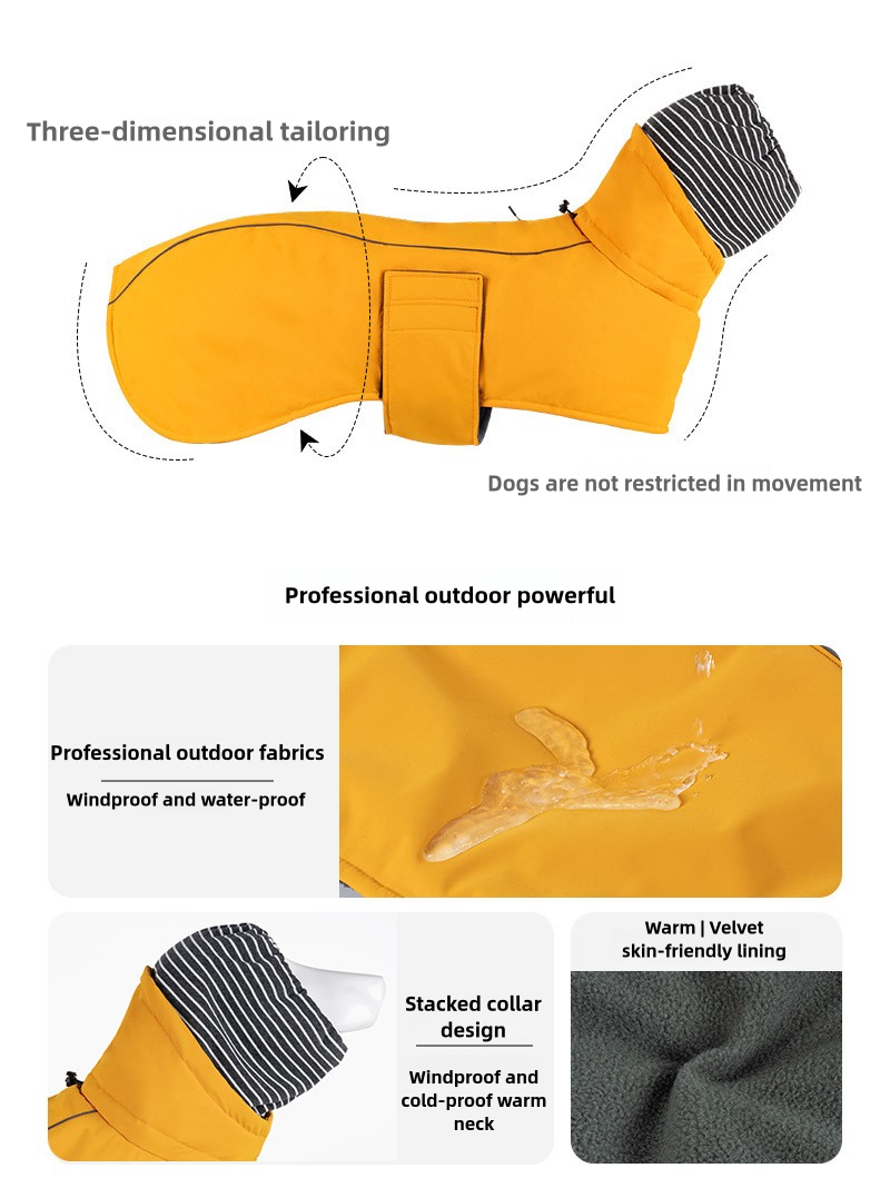 V·PET·B·R Waterproof Dog Winter Coat - Windproof Fleece-Lined Parka with High Neck for Small to Large Dogs (S-2XL) | All-Weather Thermal Cape Jacket