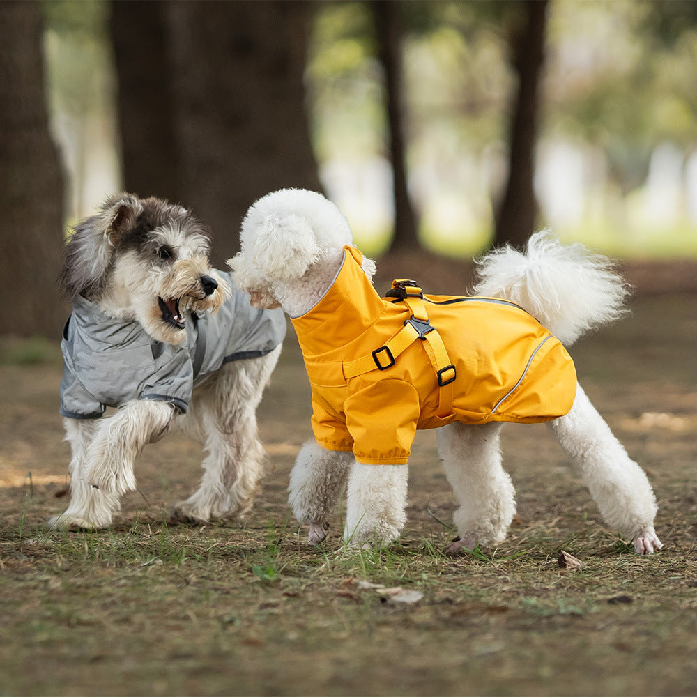V.PET.BR Dog Raincoat Waterproof Harness-Compatible with Reflective Strips - Adjustable Pet Rain Jacket for Small Dogs (Teddy/Poodle/Chihuahua) 6 Sizes Available