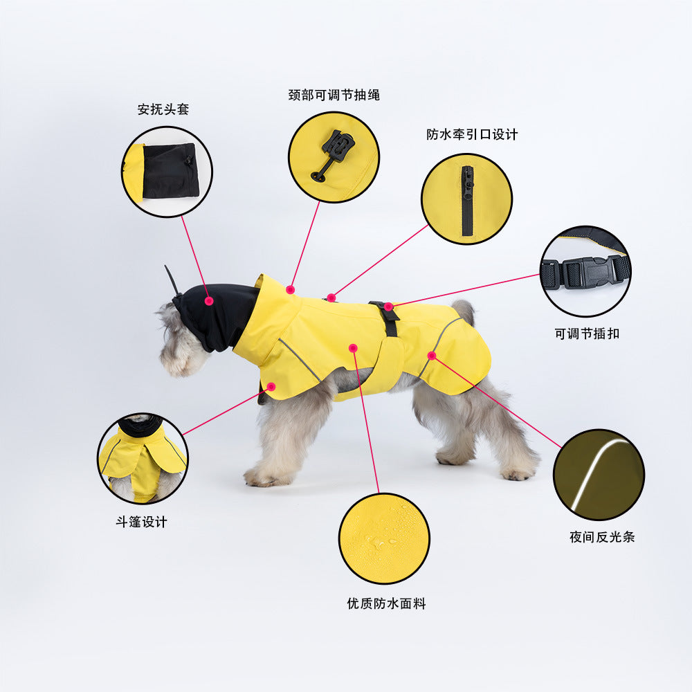Small and Medium Dog Raincoat Double Collar Windproof Raincoat Outdoor Rain Poncho Pet Raincoat