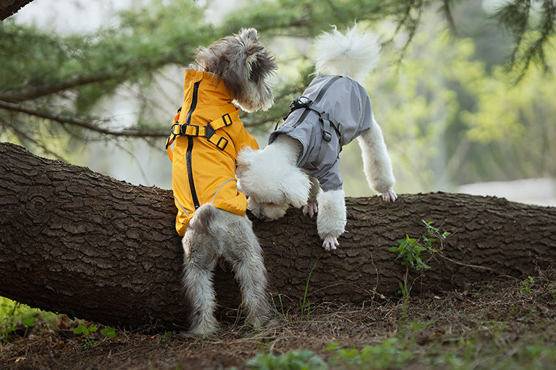 V.PET.BR Dog Raincoat Waterproof Harness-Compatible with Reflective Strips - Adjustable Pet Rain Jacket for Small Dogs (Teddy/Poodle/Chihuahua) 6 Sizes Available