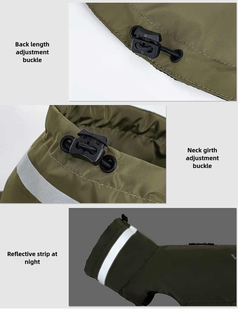 Waterproof Dog Raincoat with Reflective Strips - All-Weather Outdoor Protection for Small to Large Dogs (S-3XL) | V.PET.BR Brand