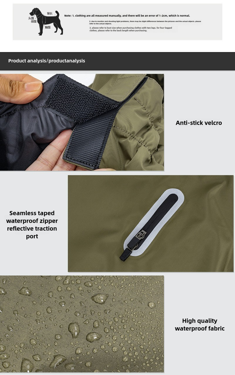 Waterproof Dog Raincoat with Reflective Strips - All-Weather Outdoor Protection for Small to Large Dogs (S-3XL) | V.PET.BR Brand