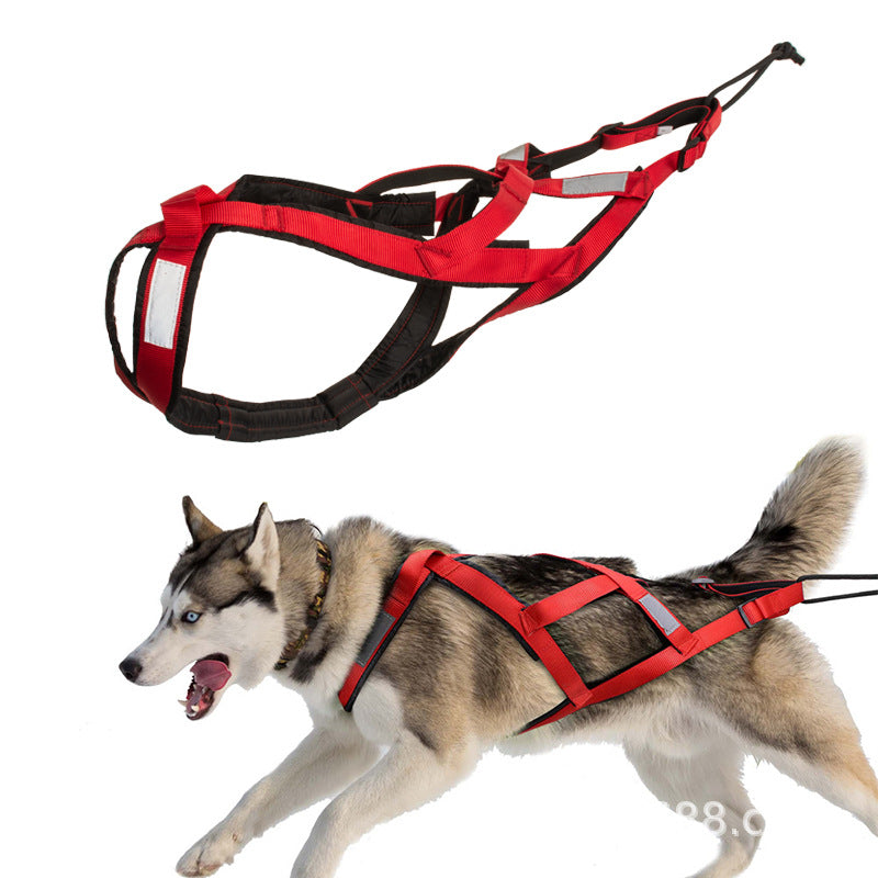 V.PET.BR Reflective Dog Sledding Harness - Heavy-Duty Nylon Chest Harness for Skiing, Pulling & Outdoor Activities (5 Sizes, Night Safety)