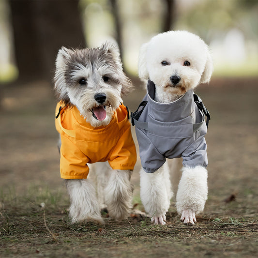 V.PET.BR Dog Raincoat Waterproof Harness-Compatible with Reflective Strips - Adjustable Pet Rain Jacket for Small Dogs (Teddy/Poodle/Chihuahua) 6 Sizes Available