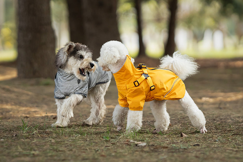 V.PET.BR Dog Raincoat Waterproof Harness-Compatible with Reflective Strips - Adjustable Pet Rain Jacket for Small Dogs (Teddy/Poodle/Chihuahua) 6 Sizes Available