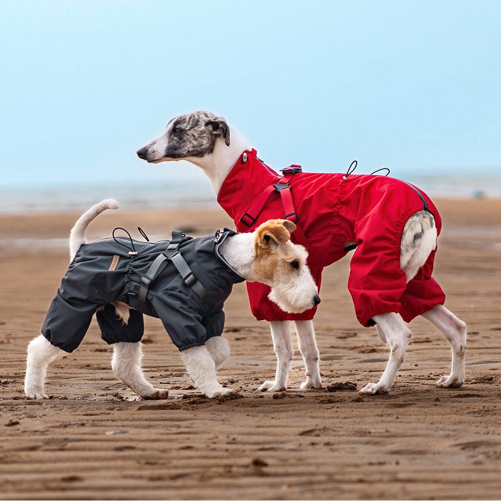 V.PET.BR Adjustable Waterproof Dog Raincoat with Reflective Strips - Full Coverage Paw Protector for Small Breeds (S-3XL)