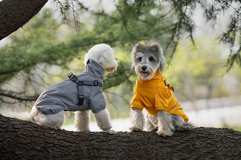 V.PET.BR Dog Raincoat Waterproof Harness-Compatible with Reflective Strips - Adjustable Pet Rain Jacket for Small Dogs (Teddy/Poodle/Chihuahua) 6 Sizes Available