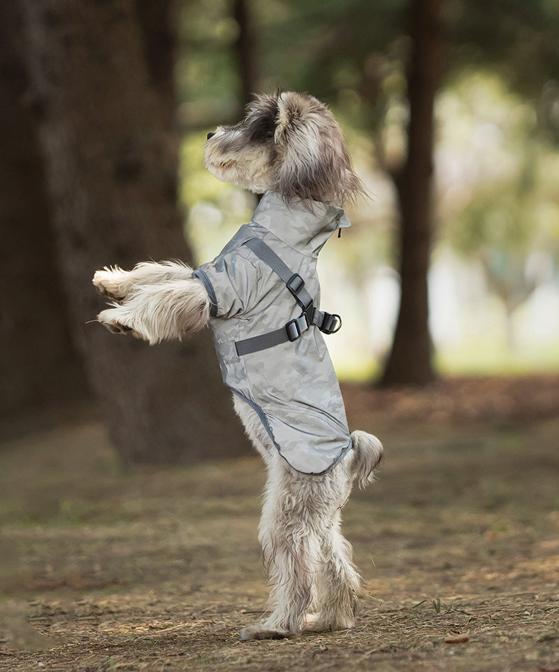V.PET.BR Dog Raincoat Waterproof Harness-Compatible with Reflective Strips - Adjustable Pet Rain Jacket for Small Dogs (Teddy/Poodle/Chihuahua) 6 Sizes Available