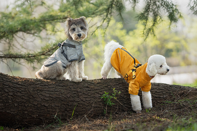 V.PET.BR Dog Raincoat Waterproof Harness-Compatible with Reflective Strips - Adjustable Pet Rain Jacket for Small Dogs (Teddy/Poodle/Chihuahua) 6 Sizes Available