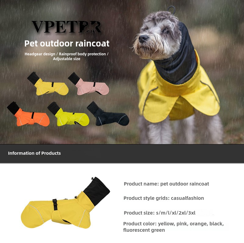 Small and Medium Dog Raincoat Double Collar Windproof Raincoat Outdoor Rain Poncho Pet Raincoat
