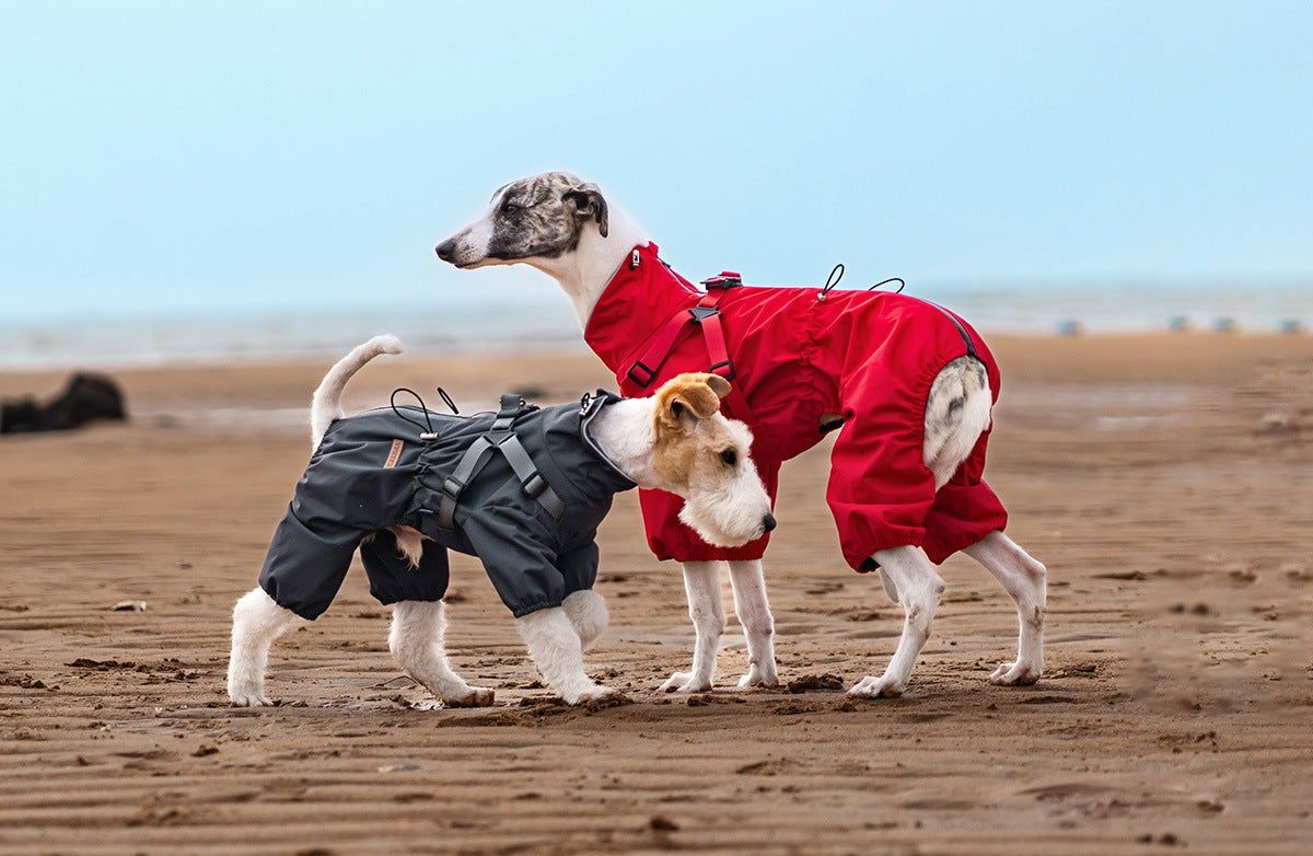 V.PET.BR Adjustable Waterproof Dog Raincoat with Reflective Strips - Full Coverage Paw Protector for Small Breeds (S-3XL)