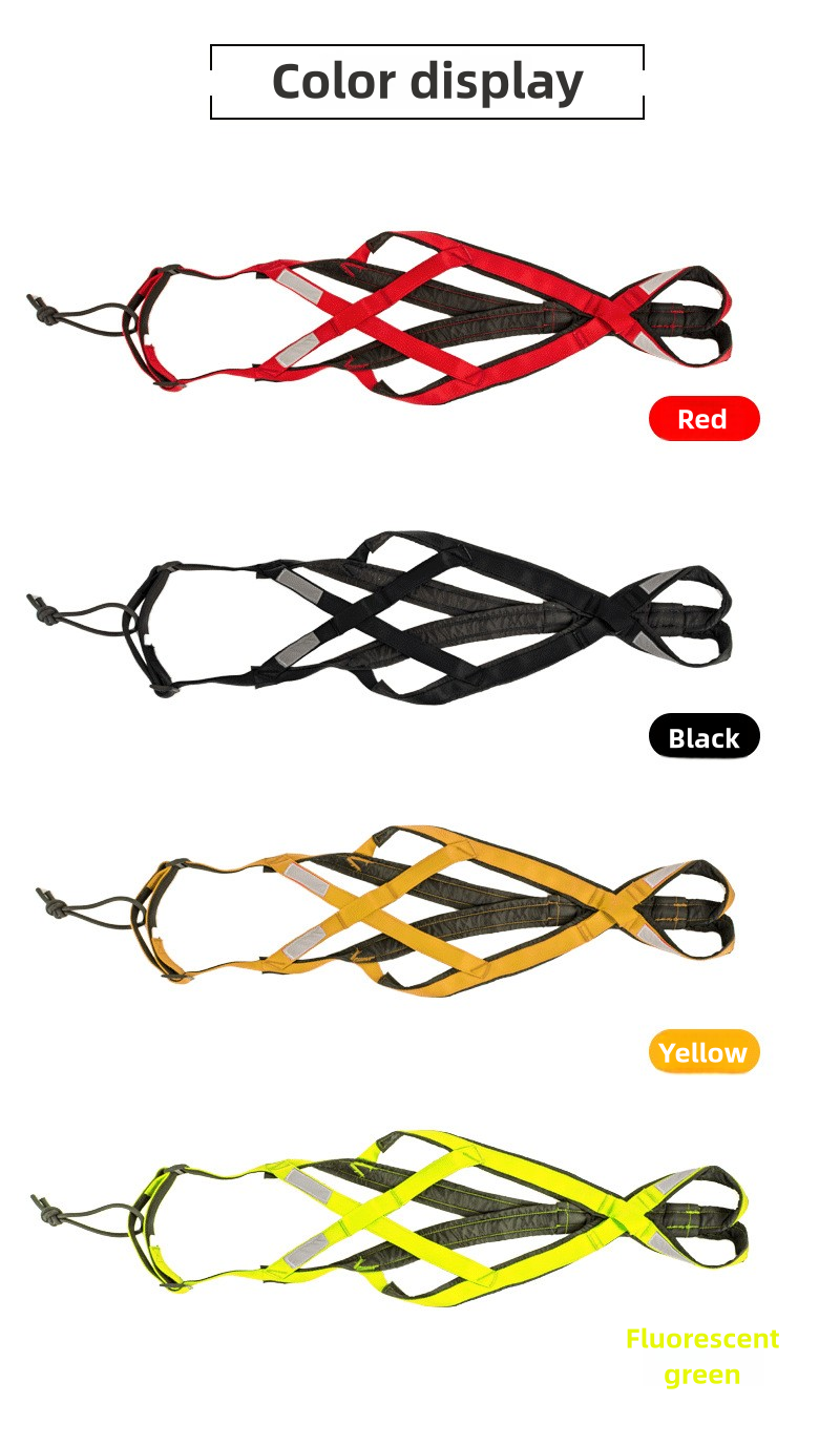 V.PET.BR Reflective Dog Sledding Harness - Heavy-Duty Nylon Chest Harness for Skiing, Pulling & Outdoor Activities (5 Sizes, Night Safety)