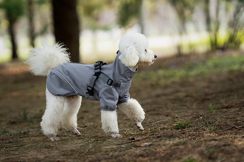 V.PET.BR Dog Raincoat Waterproof Harness-Compatible with Reflective Strips - Adjustable Pet Rain Jacket for Small Dogs (Teddy/Poodle/Chihuahua) 6 Sizes Available