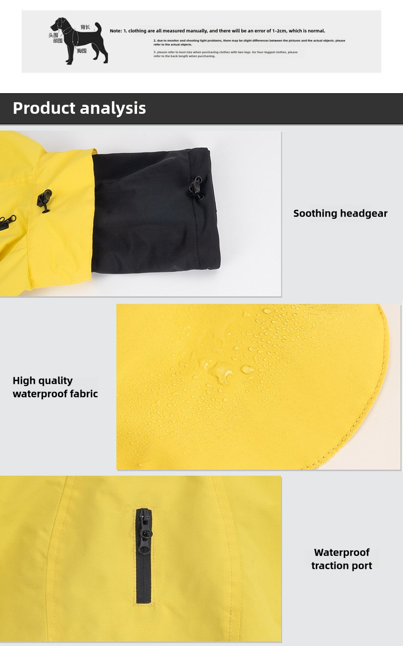 Small and Medium Dog Raincoat Double Collar Windproof Raincoat Outdoor Rain Poncho Pet Raincoat