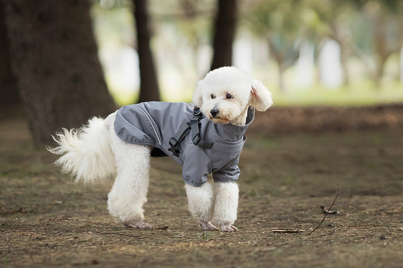 V.PET.BR Dog Raincoat Waterproof Harness-Compatible with Reflective Strips - Adjustable Pet Rain Jacket for Small Dogs (Teddy/Poodle/Chihuahua) 6 Sizes Available