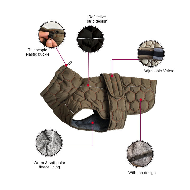V.PET.BR Winter Reflective Dog Vest - Water-Resistant Thermal Coat for Large Dogs | All Weather Protection with Adjustable Straps (S-2XL)